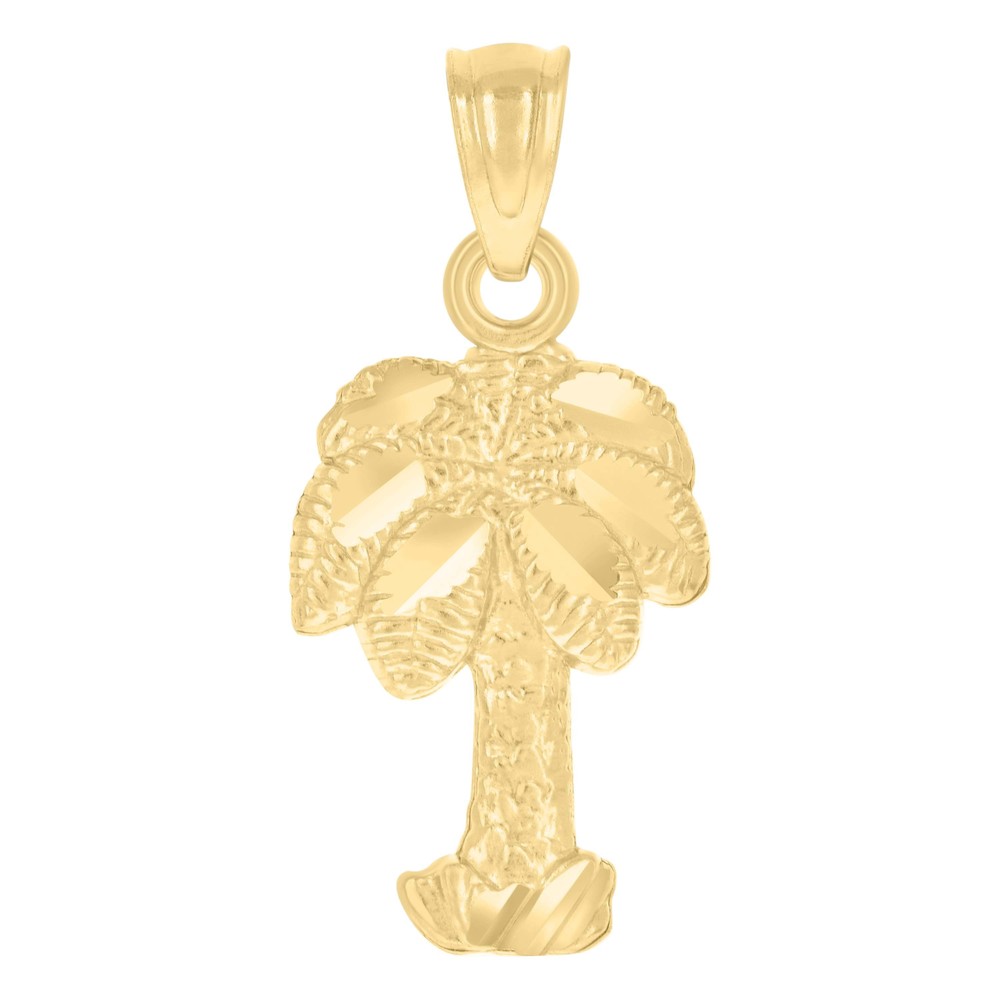 10kt 10k Yellow Gold Womens Diamond-Cut Palm Tree Beach Charm Pendant